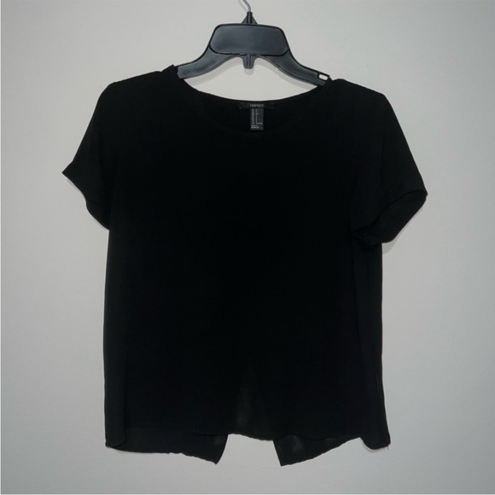Sheer black forever 21 top with open back Small